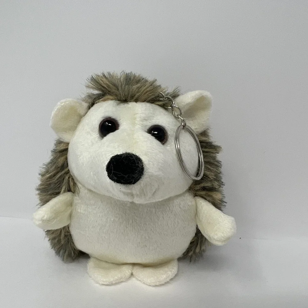 Keychain‎ Hedgehog Stuffed Animal Brown White Soft Plush 4 Inches.